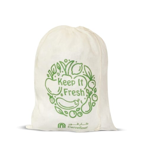 Fruit And Vegetable With Cotton Mesh Reusable Bag White And Green 30x39cm