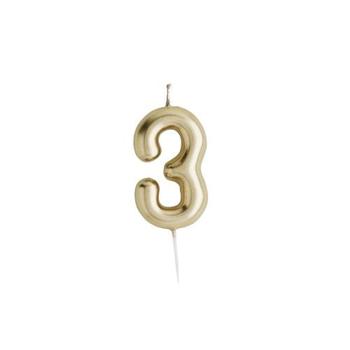 Gold Number &#39;3&#39; Candle