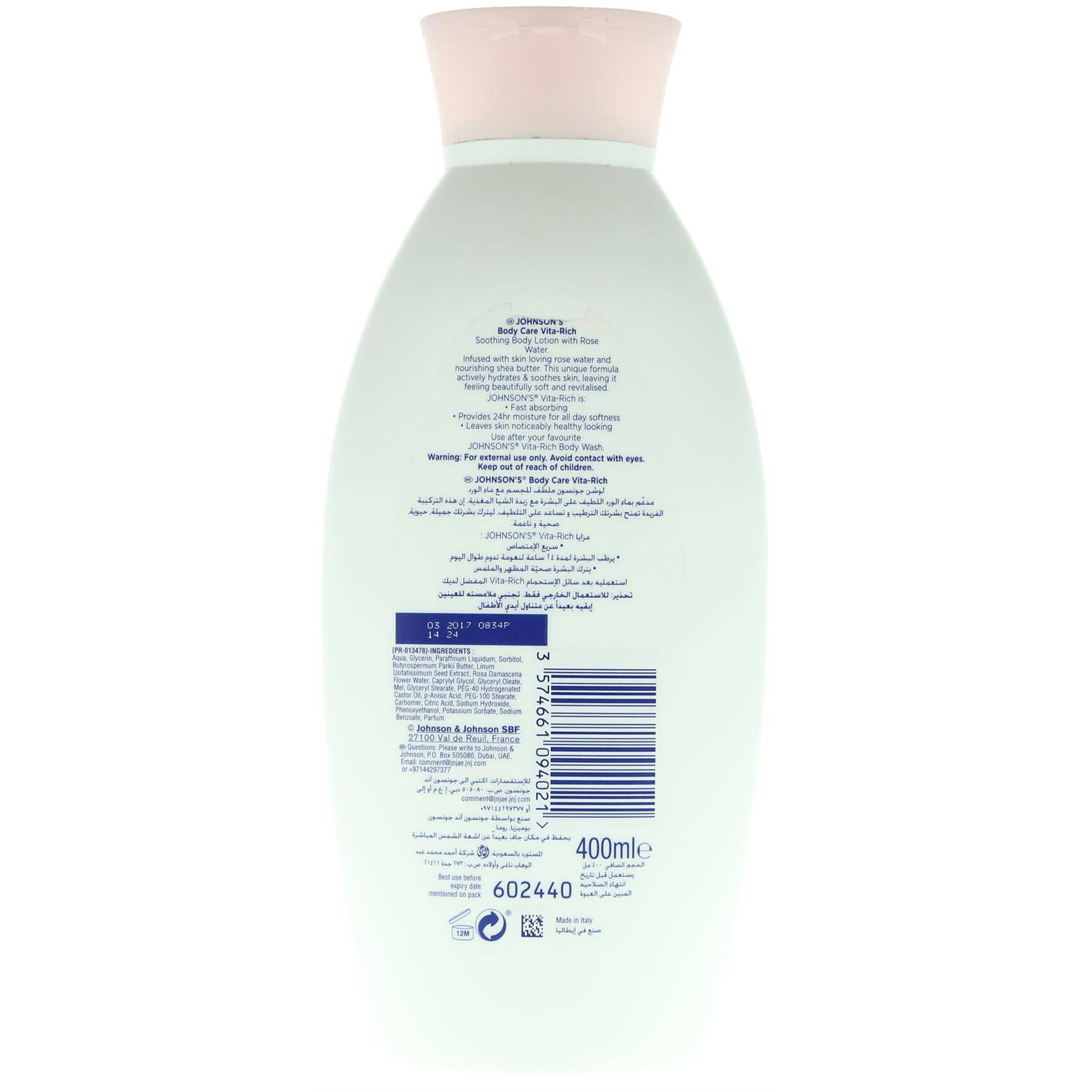 Johnson's Body Care Vita-Rich Soothing Body Lotion 400 Ml product thumbnail 6
