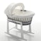 Teknum Infant Wicker Moses Basket with White Waffle Beddings &amp; White Rocker Stand - Wooden Grey