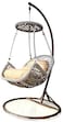 Yulan Hanging Chair With Tufted Khaki Cushion And Stand (Grey)