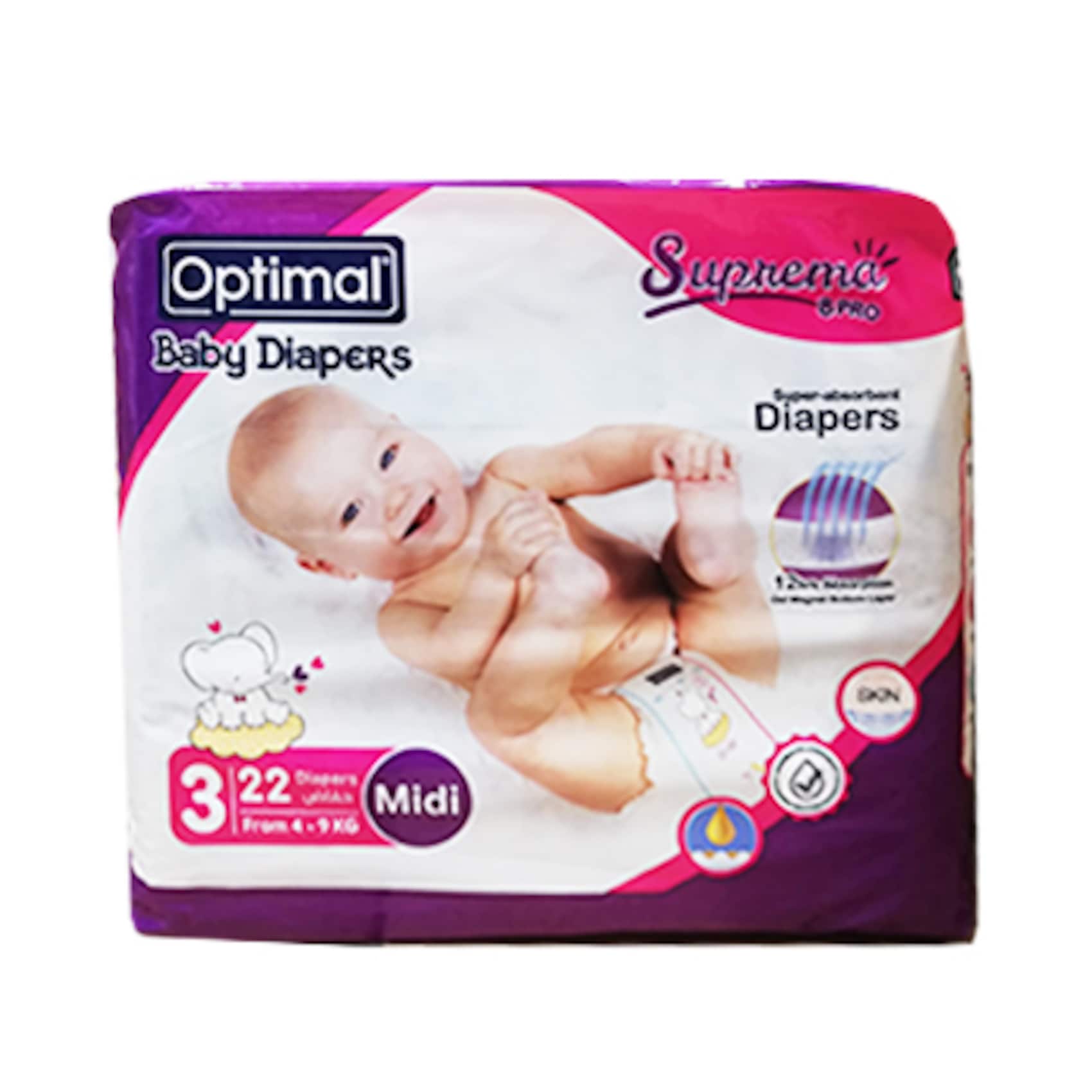 baby diaper Buy OPTIMAL BABY DIAPER S3 MIDI 4-9 22P Online | Carrefour Lebanon