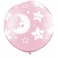 Qualatex Baby Moon &amp; Stars Pearl Pink Balloons 2-Pieces- 30-Inch Size