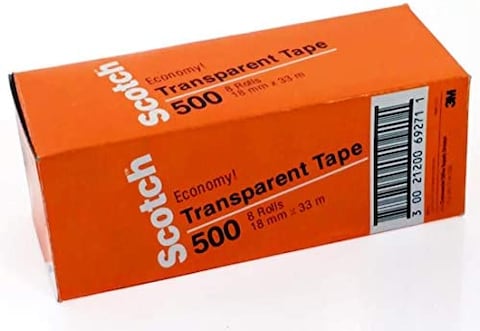 3M 500 Scotch Transparent Tape 18mm X33m EconomyPack of 8 rolls OSPM0013A