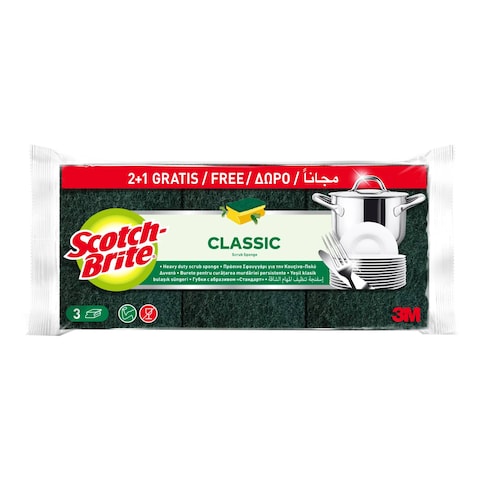 Buy Scotch-Brite Heavy Duty Classic Nail Saver Scrub Sponge 3 PCS in UAE