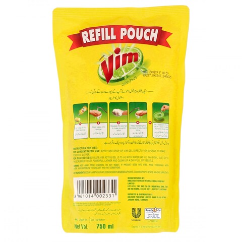 Vim Gel Lemon Refill Pouch 750 ml
