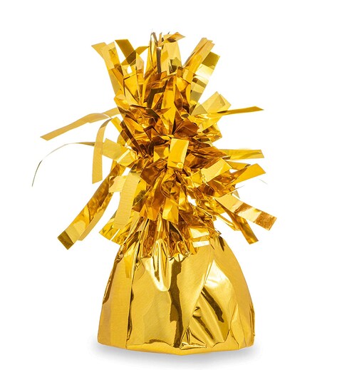 Party Time 1-Piece 5&quot; Gold Metallic Wrapped Balloon Weights for Birthday Party Decoration - 137 grams