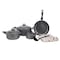 Smart Granitium Cookware Set, Granite Coated, DC2160   Sturdy Bakelite Handle   Non-Stick Coating   Tempered Glass Lids   Aluminium Cookware Compatible with Multiple Hobs