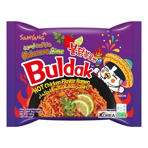 Buy Samyang Buldak Habanero Lime Hot Chicken Flavour Instant Ramen Noodles 135g in UAE