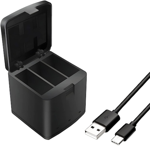 DMK Power AHDBT-901 3 Channel LED Type C USB Battery Charger Storage Box Compatible with Hero 9/10 Black Action Camera Batteries