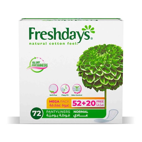 FRESHDAYS  DAILY COMFORT ODOR CONTROL NORMAL PANTYLINERS X72