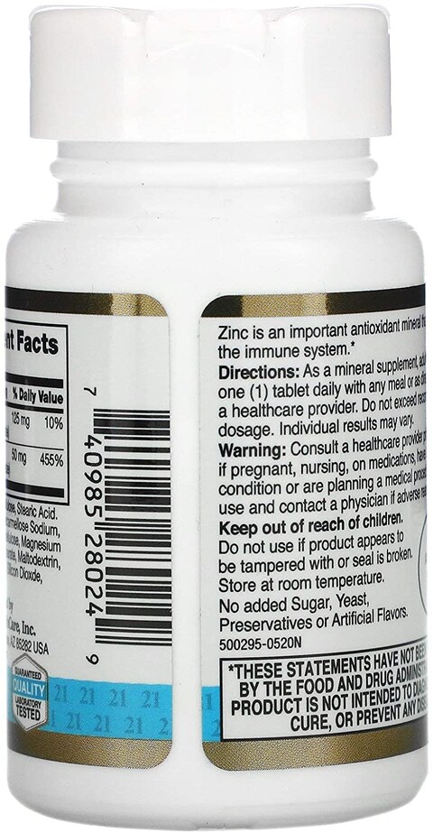 21st Century Zinc, Chelated, 50 Mg, 60 Tablets