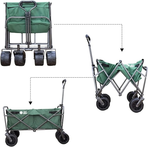80Kg Foldable Heavy Duty Outdoor Trolley Utility Transport Cart - Green