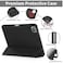 HYX Case Compatible with iPad Pro 12.9 Inch (2022/2021/2020, 6th/5th/4th Gen), Built-in Pencil Holder, Pencil 2 Support, Flexible Back Cover, Trifold Stand Black