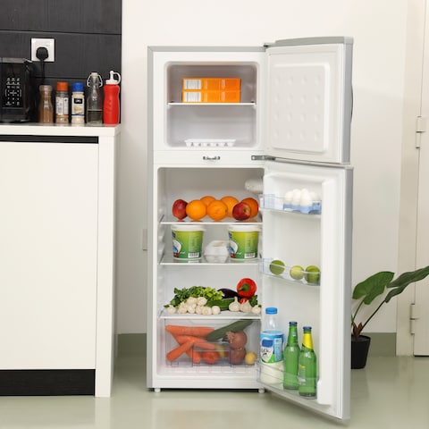 Geepas 180L Gross &amp; 132L Net Capacity Double Door Direct Cool Refrigerator GRF1856WPN, 1 Year Manufacturer Warranty