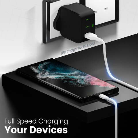 Moxedo Lite USB to USB-C Fast Charging Cable 1M Compatible for Samsung Galaxy S21, Note 20, M12, M52, A13, A23, A53, MacBook Pro, Nintendo Switch, Huawei, PS5, etc. (White)
