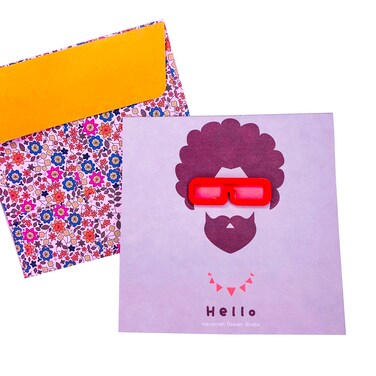 Greeting Card for Him with 3D Wooden Embellishment and Coloured Envelope 10cm