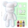 DIY CREATE YOUR OWN UNIQUE ACRYLIC FLUID POURING PAINT BEAR (9 inch - 23 cm) COMPLETE SET, colors: Rose-Red, Lemon-Yellow, Silver. Arts and Crafts, Customize Handmade Creative Birthday Gift