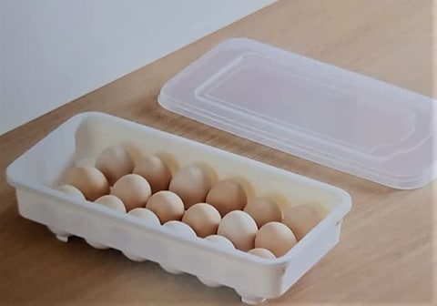 Egg Container for Fridge Egg Storage Tray Box Egg Holder for Countertop white Essential Kitchen Tools (18-Grid) (style1(36*7.5*8cm))