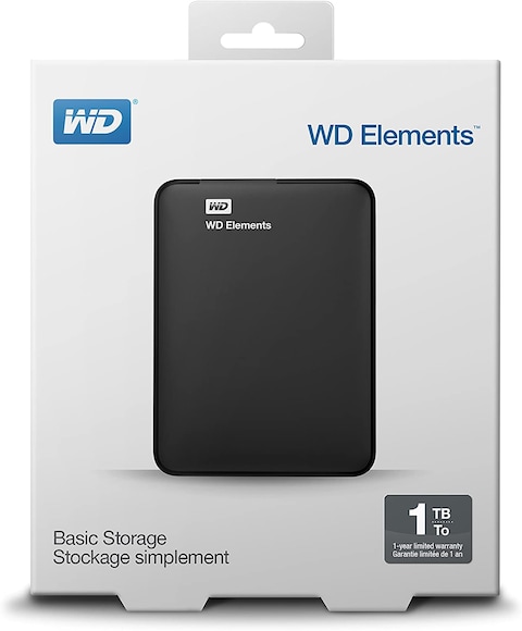 Western Digital 1TB WD Elements USB 3.0 Portable Hard Drive Black - WDBUZG0010BBK-WESN