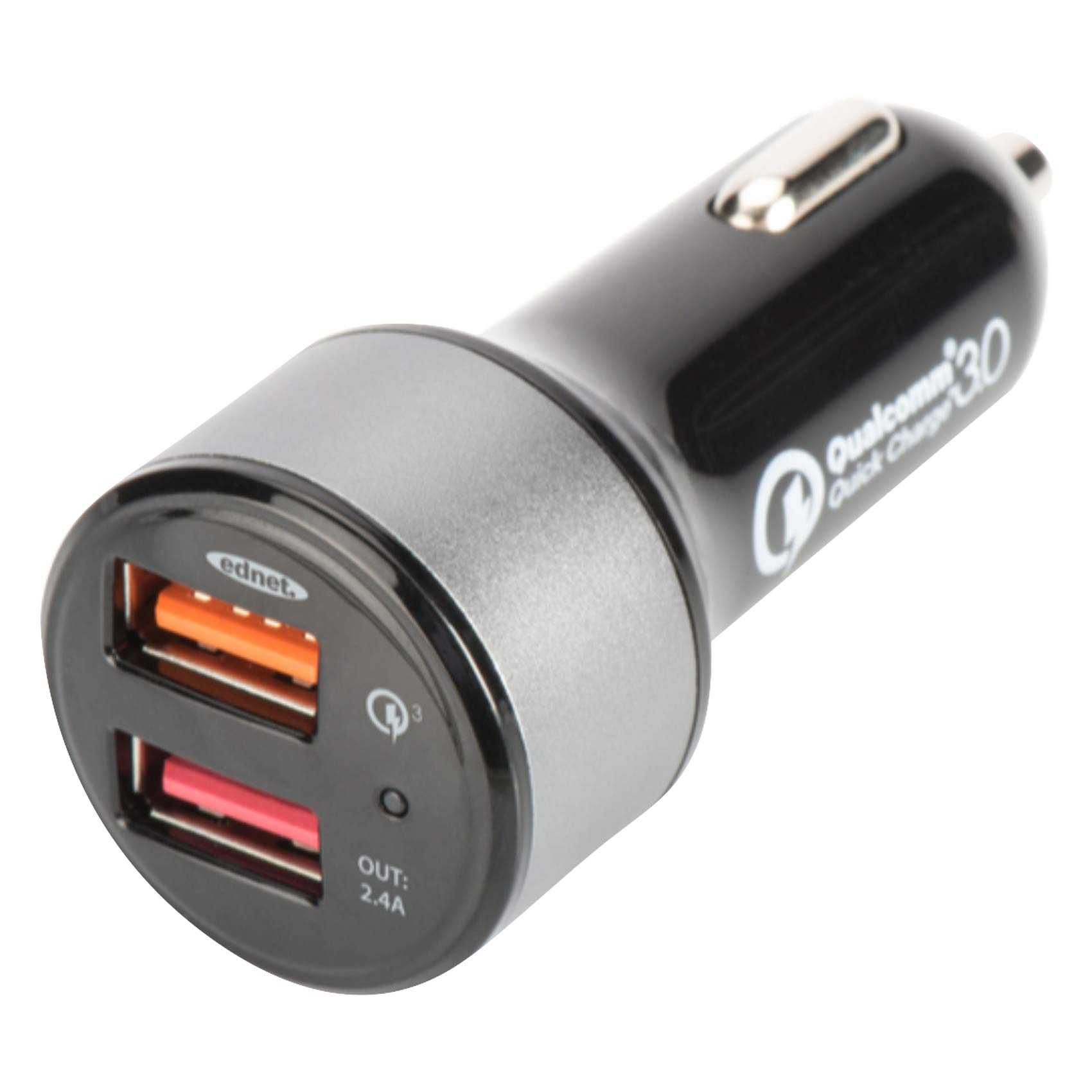 Ednet Dual USB 3.0 Port Quick Car Charge Black