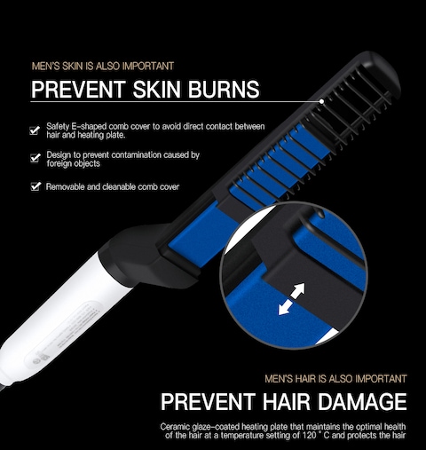 Generic - Multifunctional Hair Comb Brush Beard Straightener Hair Straighten Electric Beard Straightening Comb Quick Hair Styler For Men