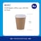 Markq [50 Sets] 8 oz. Brown Disposable Ripple Insulated Coffee Cups with Lids - Hot Beverage Corrugated Paper Cups