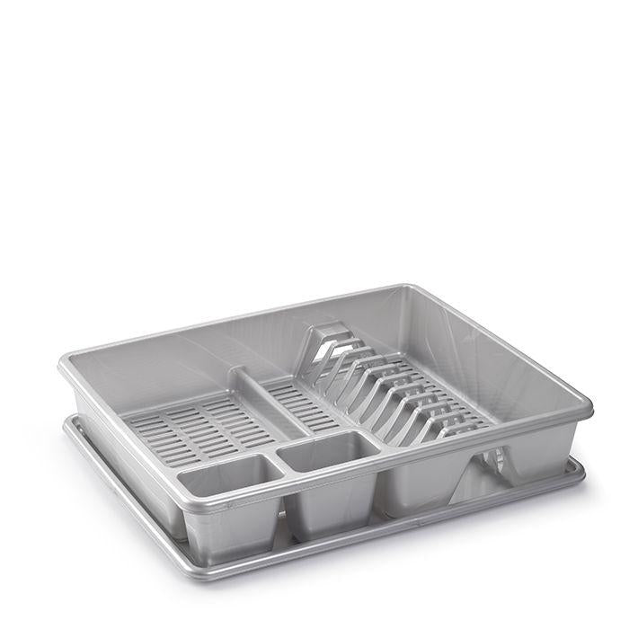 Buy Plastic Forte Dish Drying Rack With Tray, Silver Online | Carrefour UAE