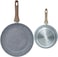 Homeway 26cm Marble Coated Fry Pan With 5 Layer Non-Stick Coating, 3mm Thickness, Soft Touch Wooden Handle, Induction Friendly And Forged Construction, Grey - HW3414