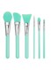 Generic 6-Piece Silicone Make-Up Brush Set Green/Silver