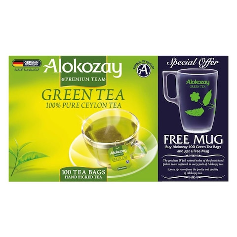 “Alokozay Pure Ceylon Green Tea with a Cup from Carrefour at a 39% Discount!