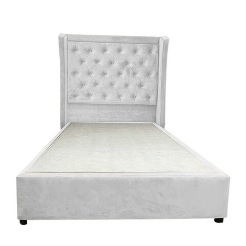 In House Lychee Velvet Bed Frame - Queen - 200x140 cm - White
