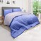 Hotel Linen Klub Reversible Down Alternative Comforter Set, Ultra Soft Brushed Stripe Microfiber Fabric, 200GSM Soft Fibersheet Filling, Size: Single 160 x 200cm, Purple &amp; Lt. Grey