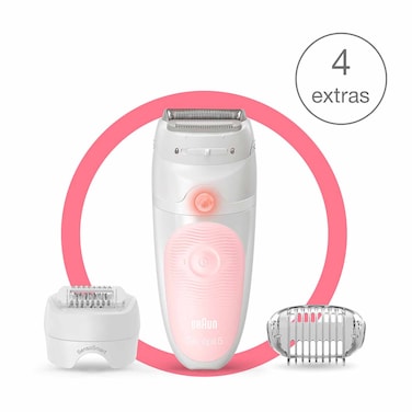 ماكينة ازالة الشعر براون SES5-620 سيلك ابيل 5 للنساء للاستخدام الجاف والمبلل - ابيض/ بينك