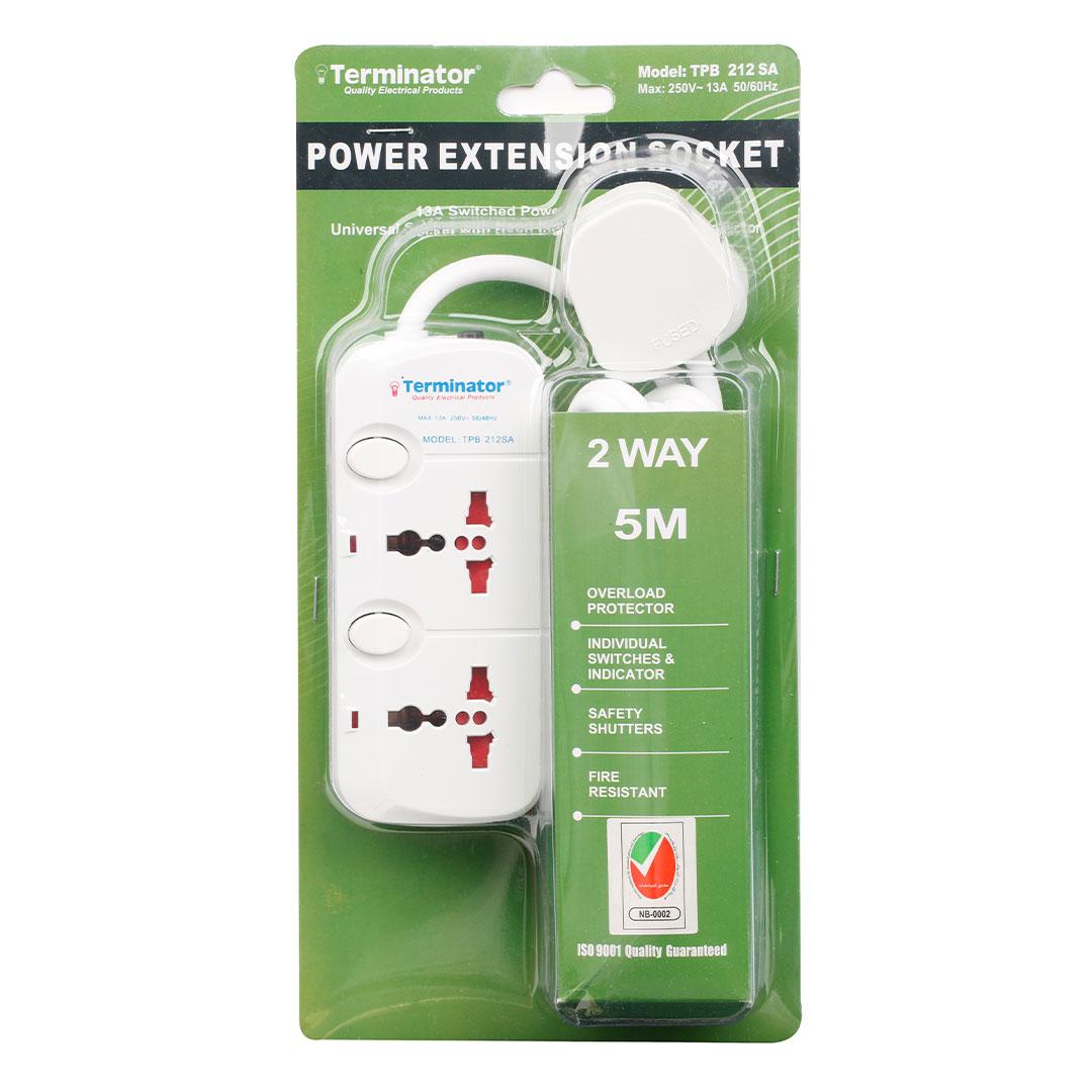 Buy Terminator 2 Way Universal Power Extension Socket 5m Cable 13A ...