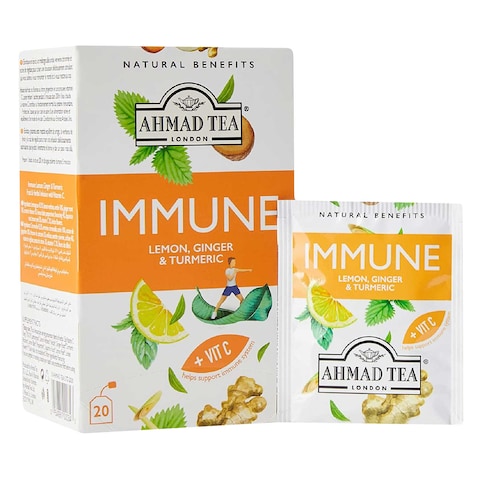 Ahmad London Immune Lemon Ginger And Turmeric With Vitamin C Tea Bag 1.5g x 20 Pieces