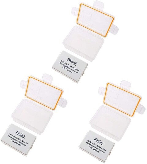 DMK Power LP-E8 Battery 1150mAh for Canon EOS Rebel T2i, T3i, T4i, T5i, EOS 550D, EOS 600D, EOS 650D, EOS 700D DSLR Digital Camera (3Pcs Batteries + 3Pcs Case)