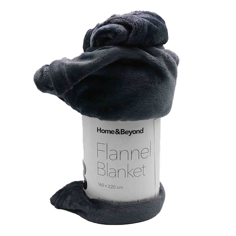 H&amp;B Flannel Blanket Dark Grey 160X220