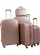 طقم حقائب سفر بعجلات مكون من 5 قطع ذهبي وردي