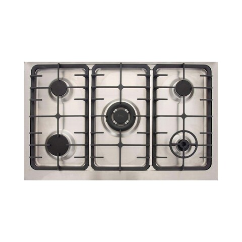 بوتاجاز بريميوم غاز دوبل شيف 5 شعلات - ستانلس ستيل وأسود - 6090SB-1GC-511-IDSP-DH