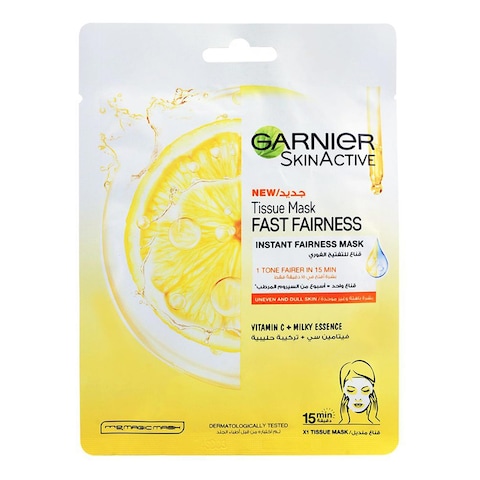 Buy Garnier Skin Active Fast Bright Instant Brightening Tissue Mask Yellow 28g in Saudi Arabia