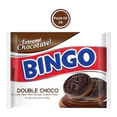 Bingo Double Choco Cream Filled Chocolate Sandwich Cookies 18.9g x Pack of 24