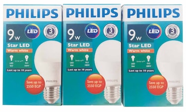 Philips Star LED Bulbs - 9 watt - Warm White 3 Pieces