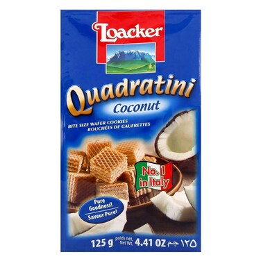 Loacker Quadratini Coconut Wafer Cookies 125g