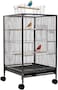 Bird cage open from top with a removable tray, Rolling wheels, and feeding bowls, Spacious perching place for Love birds, Parakeets, and other small birds,79 cm (Black)