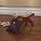 Teak Wood Stool/Foot Rest in Fabric Honey Finish