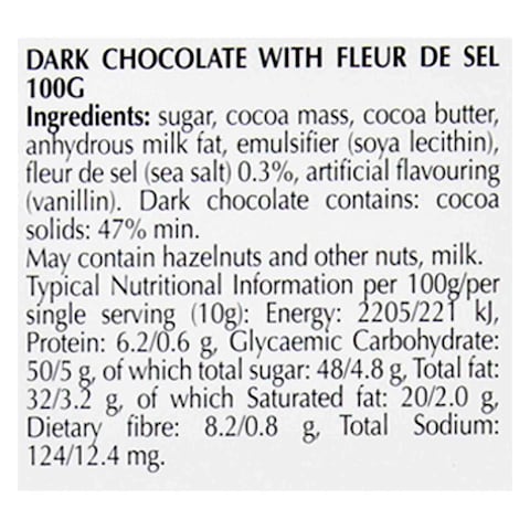Lindt Excellence A Touch Of Sea Salt Dark Chocolate 100g