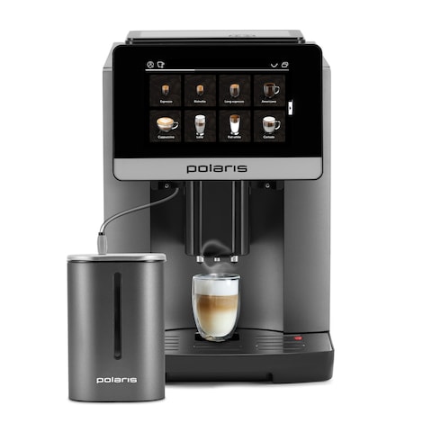 Polaris PACM 2080 Smart Coffee Machine WiFi IQ Home, Wi-Fi Remote Control, Italian 20-Bar Pump, Profi-Cream Milk Frothing System, Personalized Customization, 12 Grind Levels