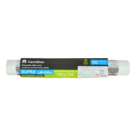 Carrefour Sufra Printed Disposable Table Cover Roll 50 Sheets 1 Rolls