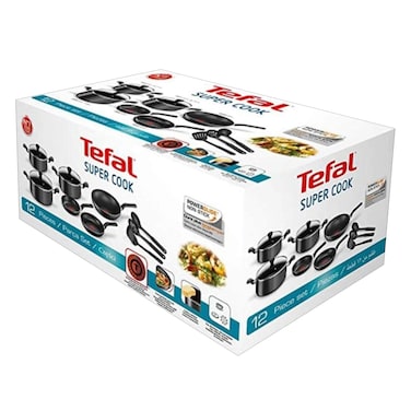 Tefal B459SC84 Super Cook Nonstick Kitchen Kit  12 Pieces Black